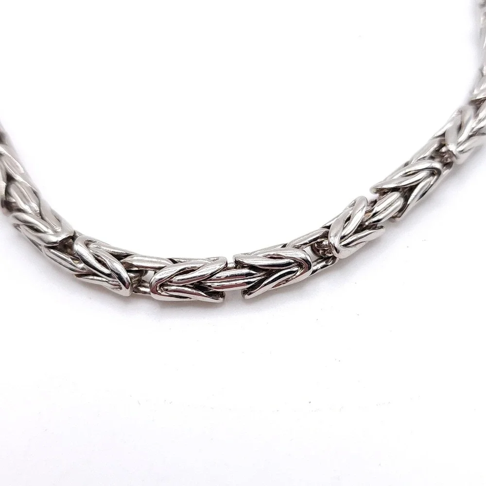 Byzantine Chain Necklace Silver Gold 18in